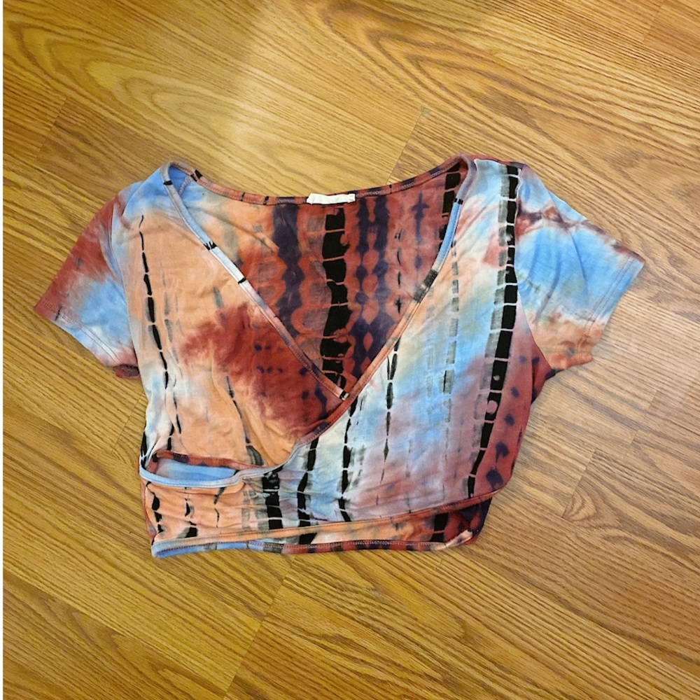 Boho Tye Die Cropped Short Sleeve Top